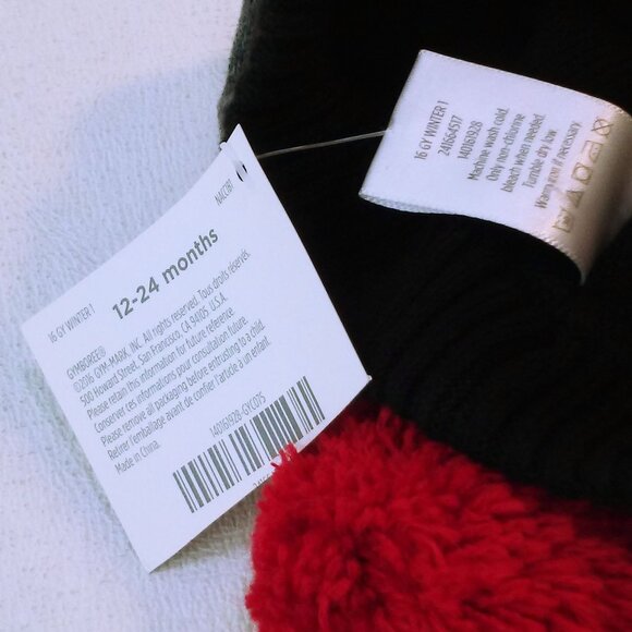 NWT 2016 Gymboree Knit Beanie Cap Unisex Boy 12-24mos Firetruck PomPom Cotton - Picture 12 of 13